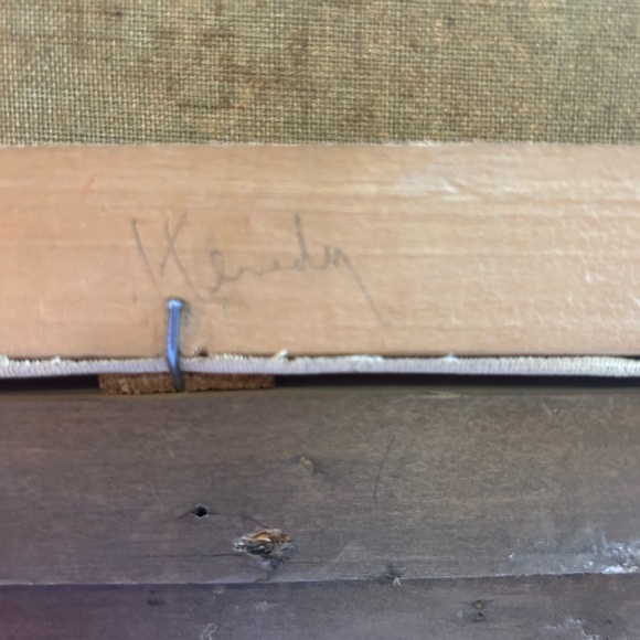 Signed “unknown” Vintage Framed Oil Painting, Girl With Big Eyes (Floral) - Picture 11 of 11